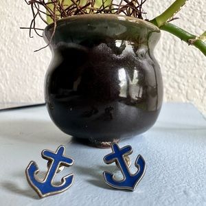 Anchor stud earrings in blue